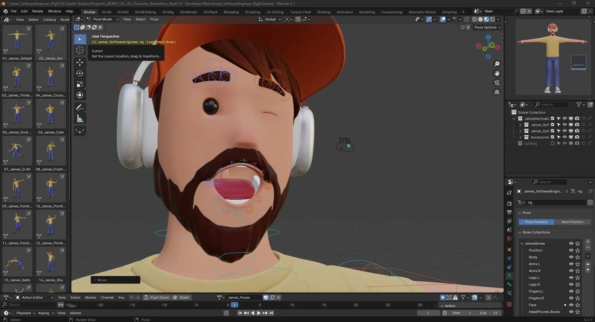 Face rig preview for Cartoon Software Developer